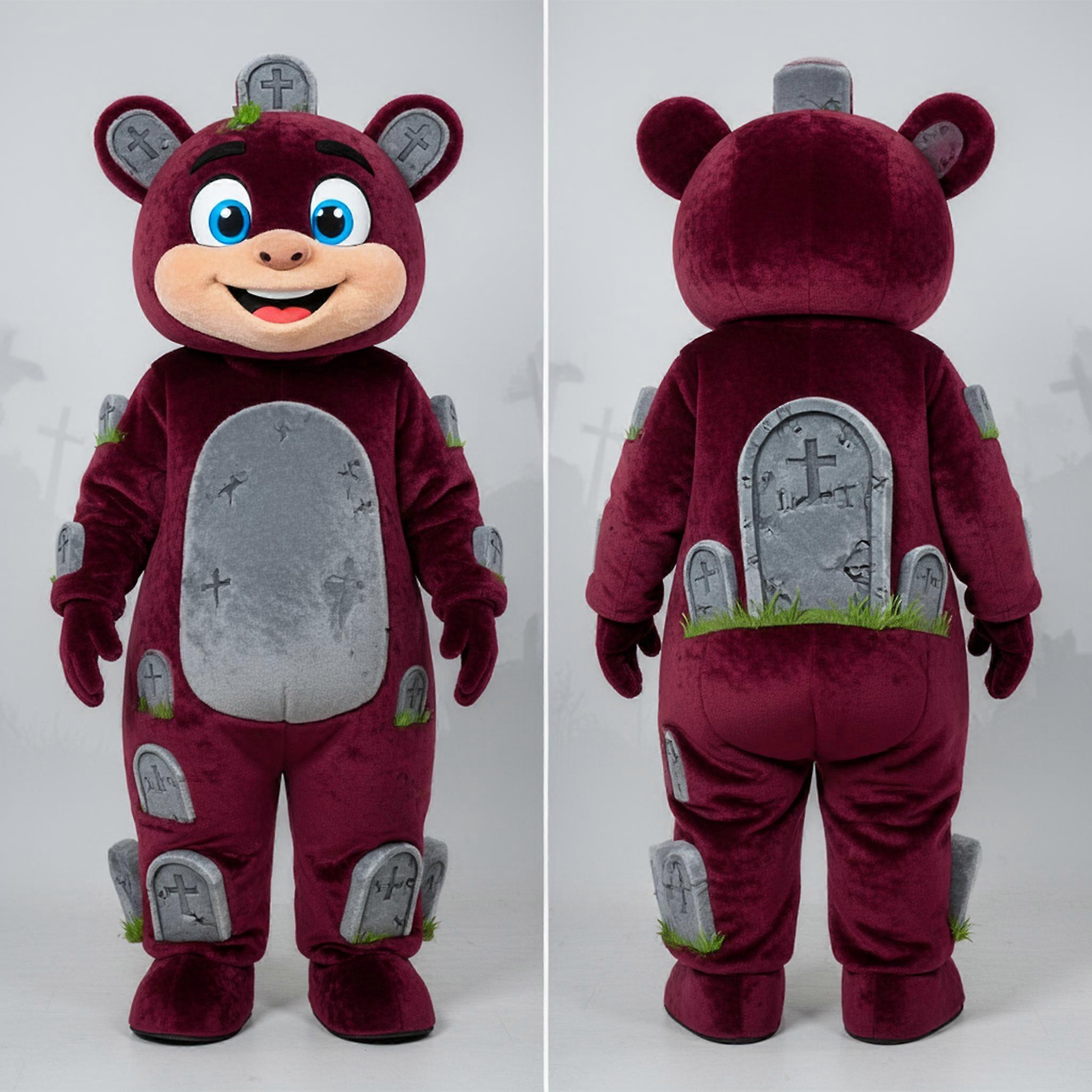 MASTICOT Maroon Rounded Graveyard Mascot