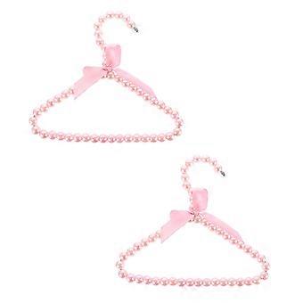 Adorable Dog Clothing Rack Pearl Hanger for Home 2Pcs Pink