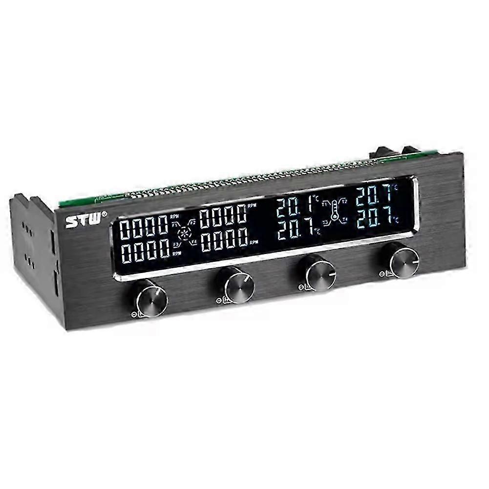 STW Multi-Function PC CPU 4 Channel Fan Controller Speed Control Adjuster LCD Cooling Front Panel