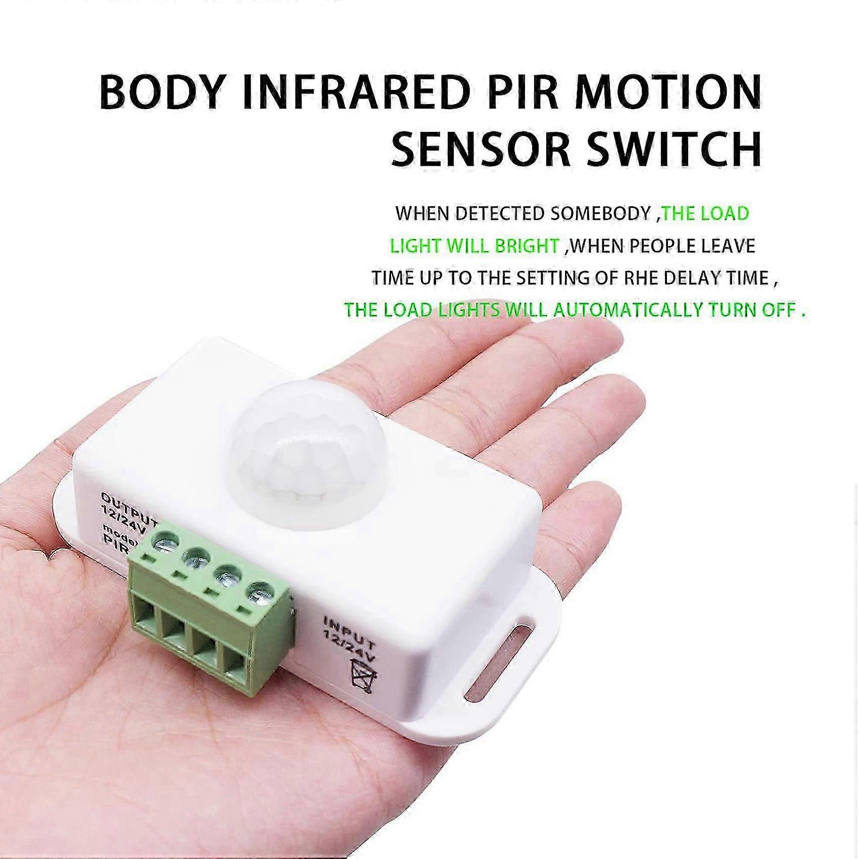 3X DC 12V 24V PIR Motion Sensor Function Controller LED Switch Body Infrared Switch Motion Timer White for LED Strips