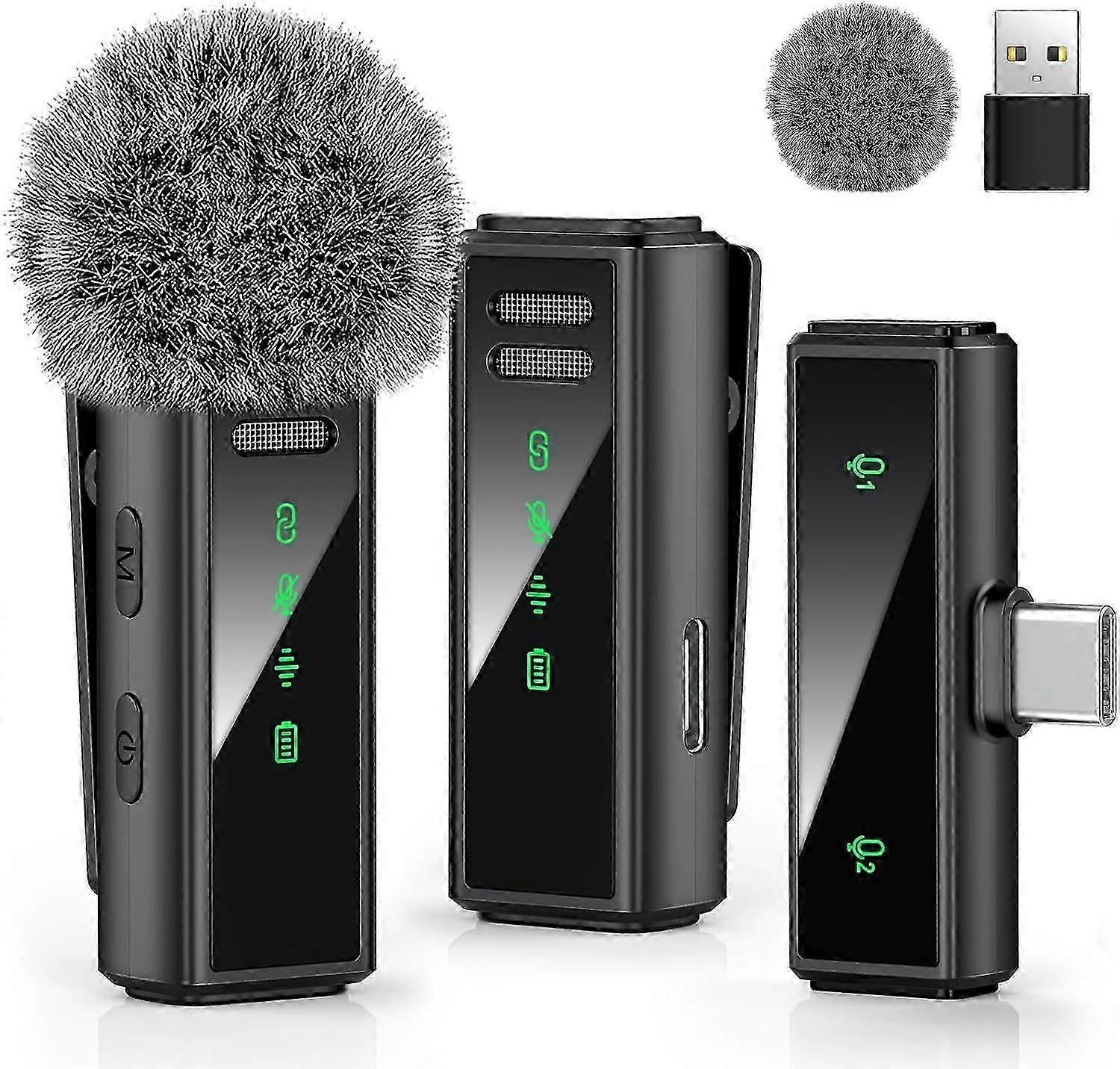 Microfono lavalier wireless USB C per Android, mini microfono per video
