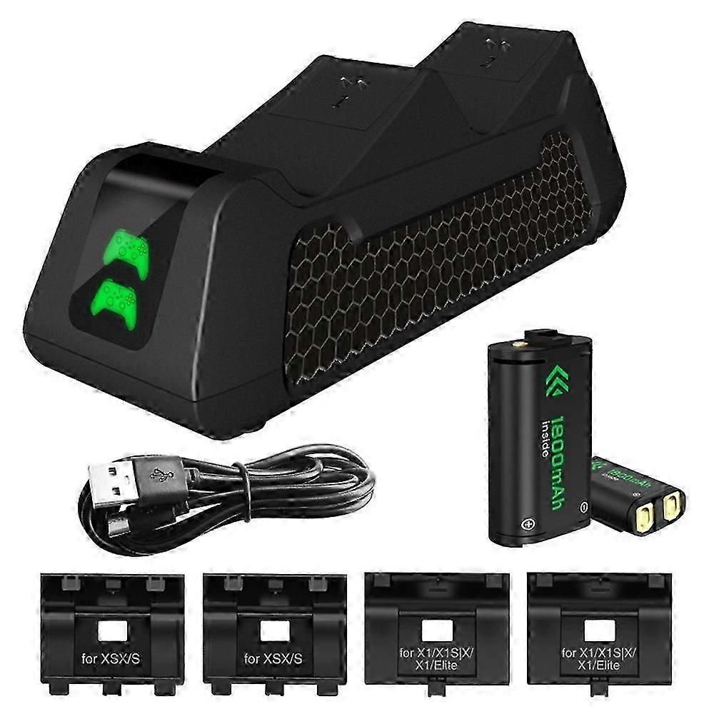 Dual Controller Charging Dock Compatible with Certain Game Controllers, with 2 Rechargeable Batteries