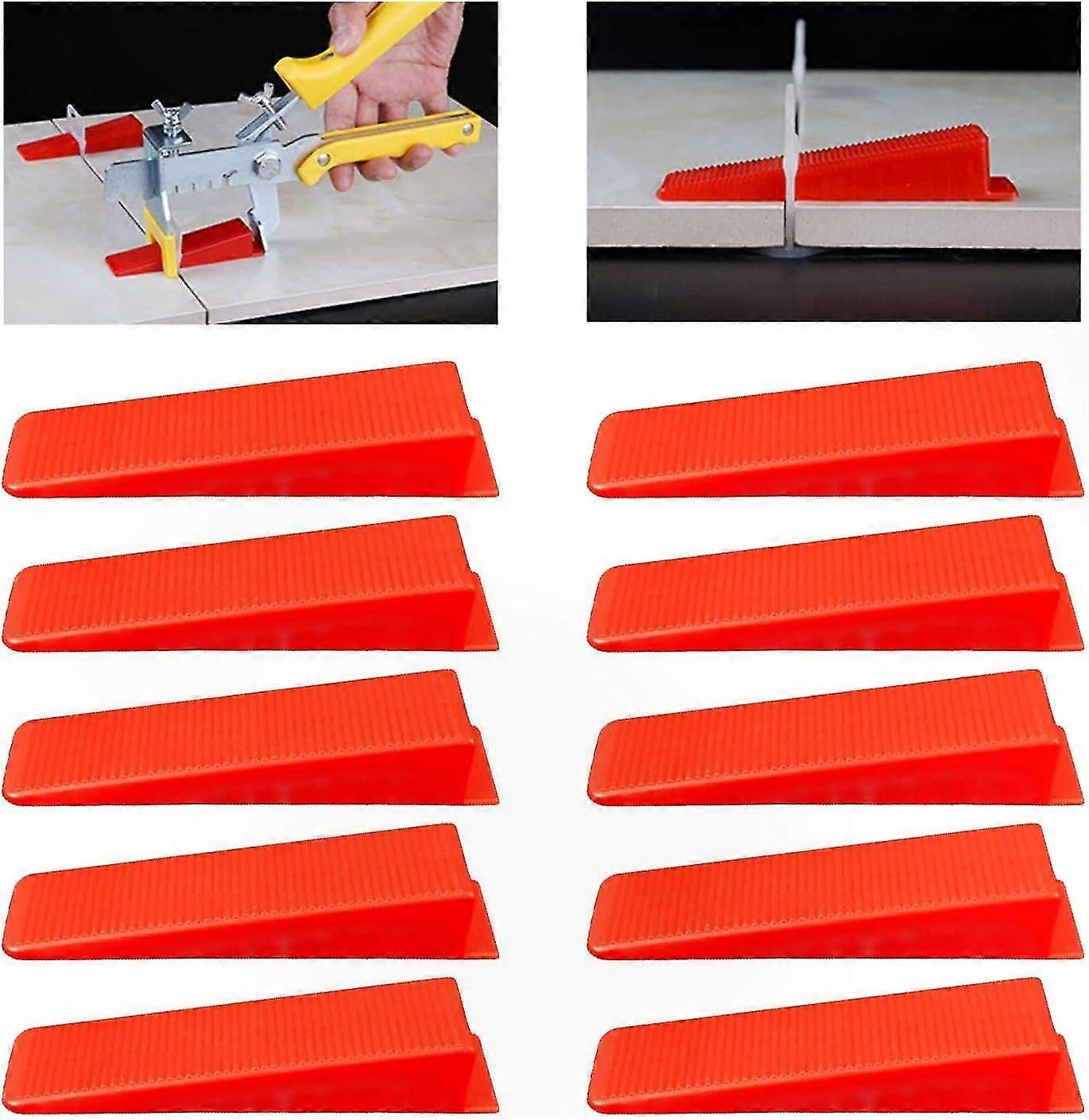 Red Tile Leveling Wedges, 100-Pack, Spacers and Clips for Tiling Projects