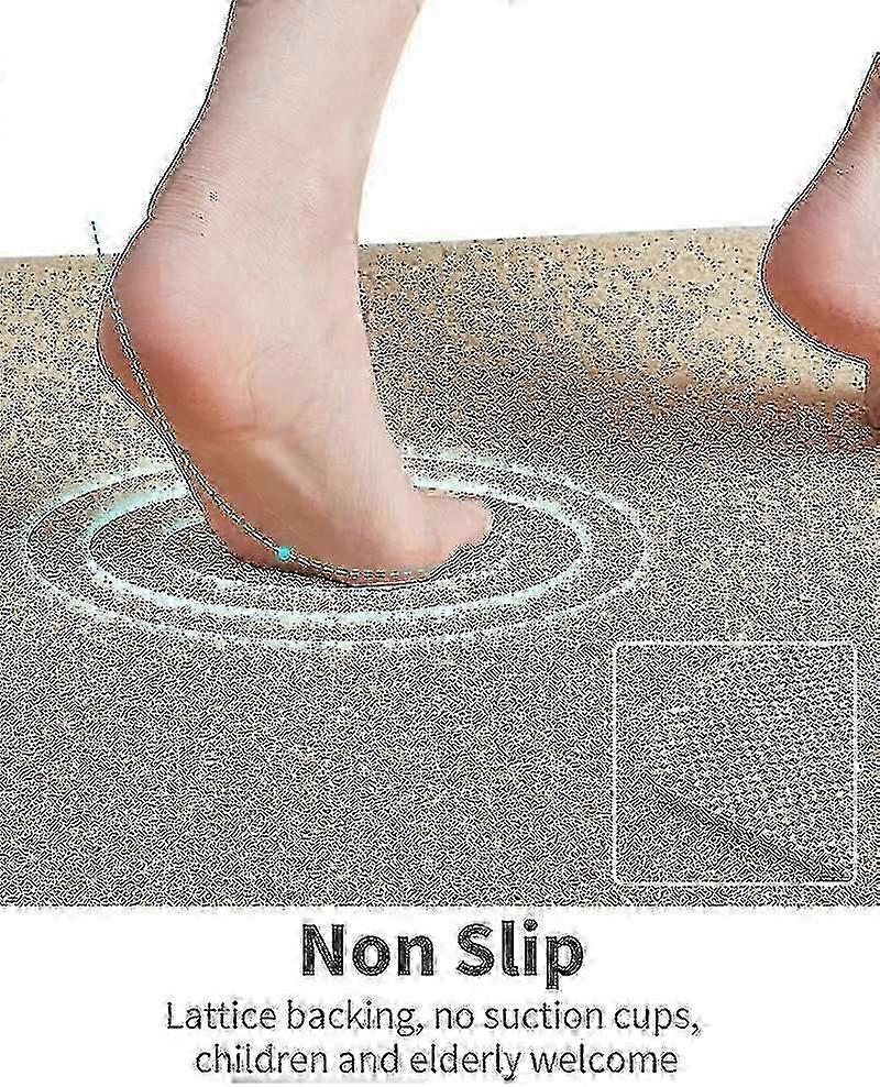 Non-Slip Bath Mat compatible with Shower Textured Surface Quick Dry Beige 1pc
