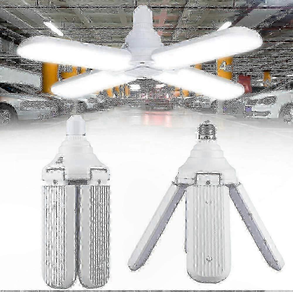 60W Decompatible withmable LED Ceiling Light with 4 Adjustable Panels, E27 Base Garage Lighting Solution