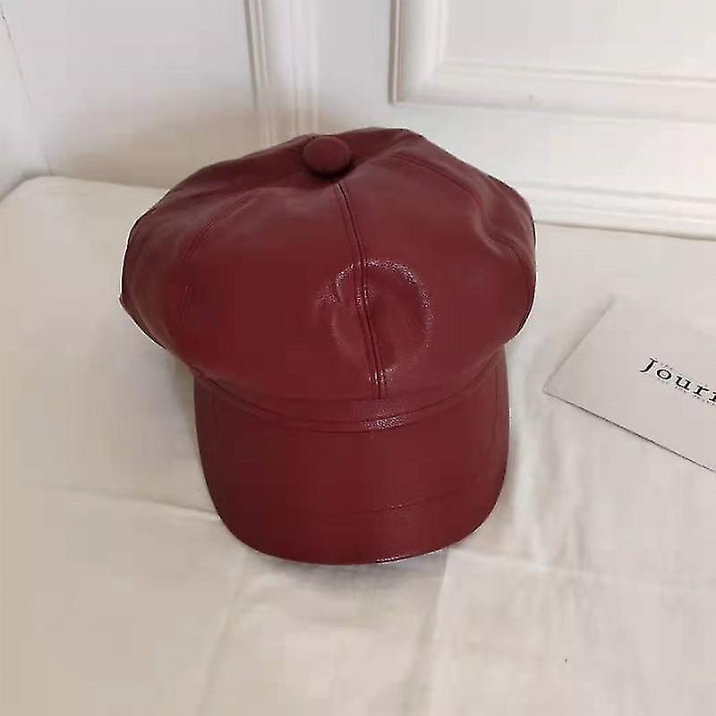 Winter Damen Leder Mütze Hüte, flache Kappe