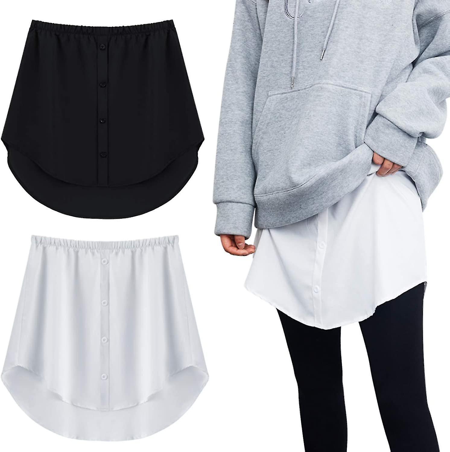 2 Pcs Shirt Extender Pour Femmes Réglable Superposition Faux Top Lower Sweep Shirt Demi Longueur Jupe