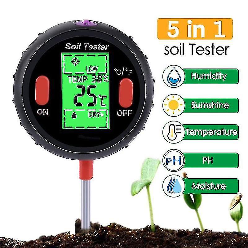 Soil Tester Multiple Function Large Screen Electronic Digital Display Soil Moisture Ph Temperature Illumination Meter
