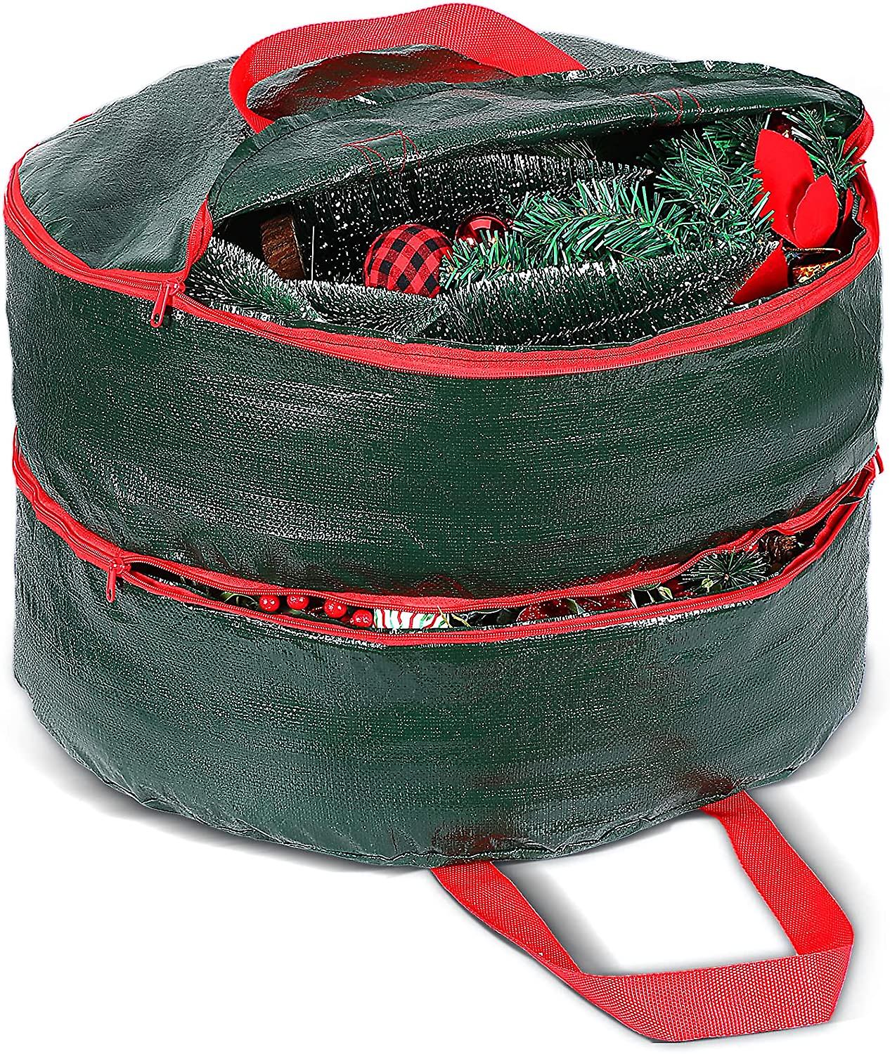 Double Layer Christmas Wreath Storage Container Bag Wreath Storage Pure Color Seasonal Garland Holiday Container Festive Wreath Storage Box with Dual