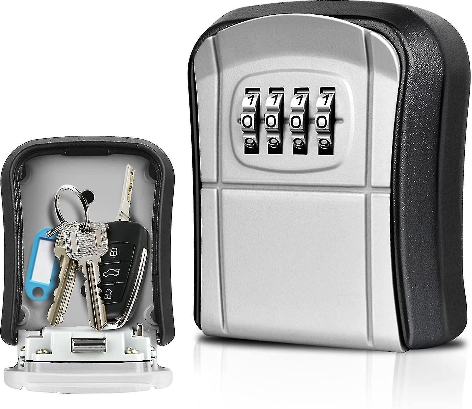 Ktueov Key Box Wall Mounted Mini Key Safe Outdoor Key Box with Resettable 4-digit