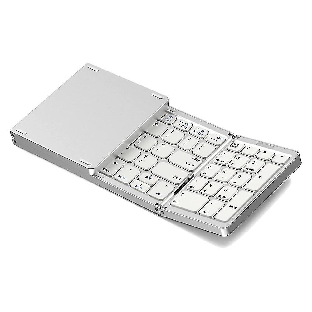 Foldable , Usb Rechargeable Wireless Keyboard For Ios, Android, Windows Pc Laptop Smartphone-silver