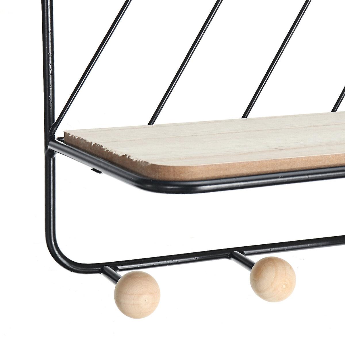 Wall Mounted Wire Metal Shelf Unit - Floating Shelves With Wood Rack Display