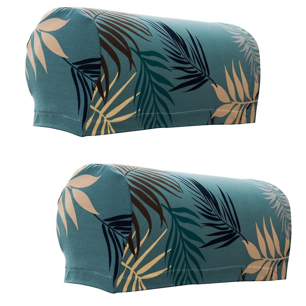 2pcs Non-slip Stretch Polyester Furniture Sofa Armrest Cover Protector Green
