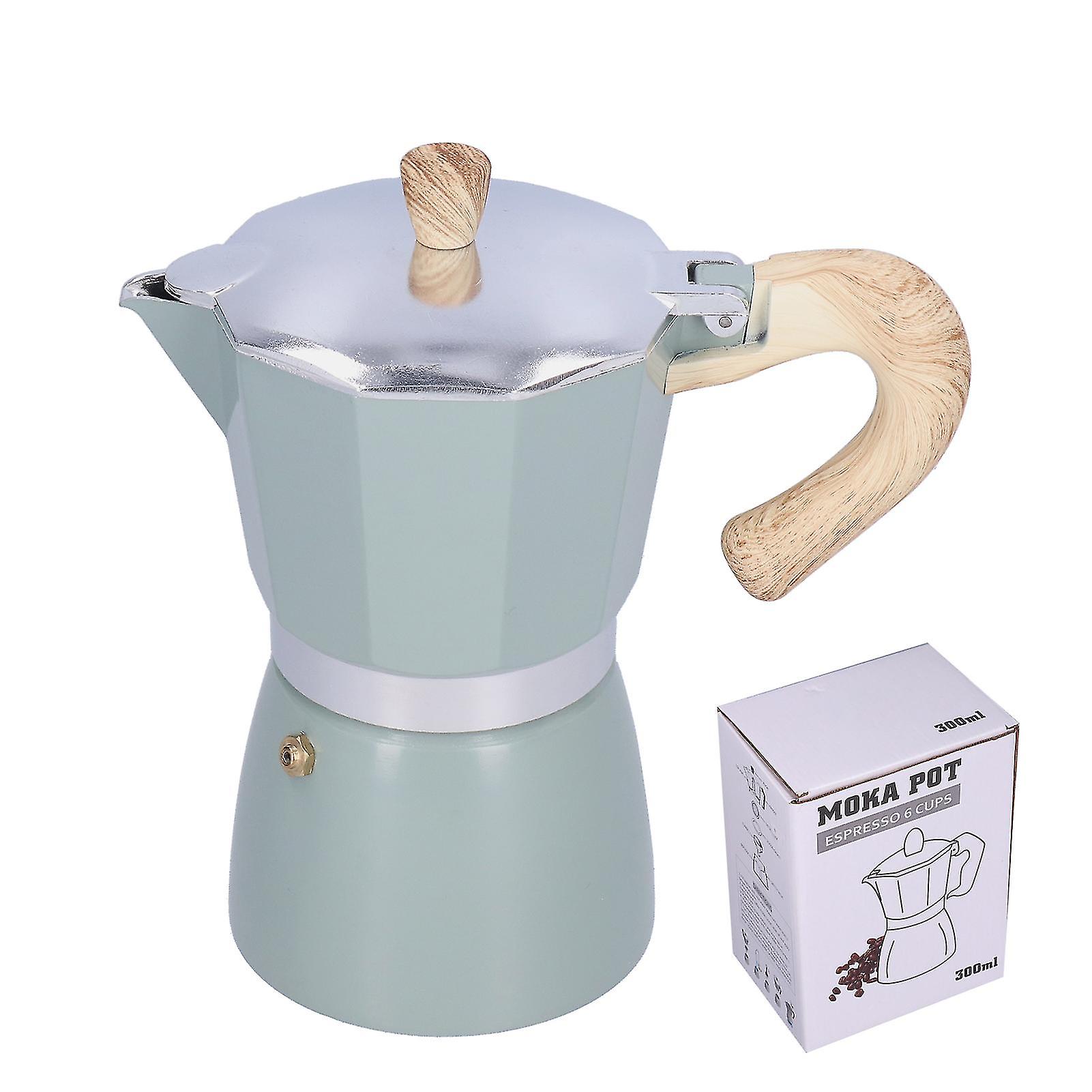 300ML Coffee Pot Moka Maker Coffee Kettle for Gas Stove Ethanol Stove Electrothermal FurnaceCyan Blue