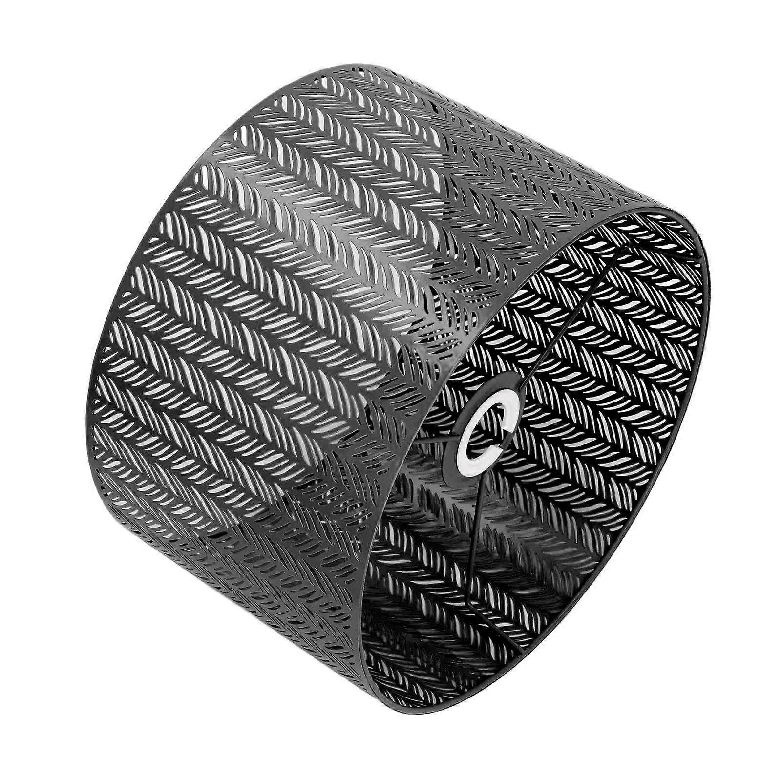 Drum Lamp Shade E27 E14 Clip Fir Leaf Shape Hollow Out Metal Decorative Lampshade Cover for Table Wall Ceiling Lamp Black