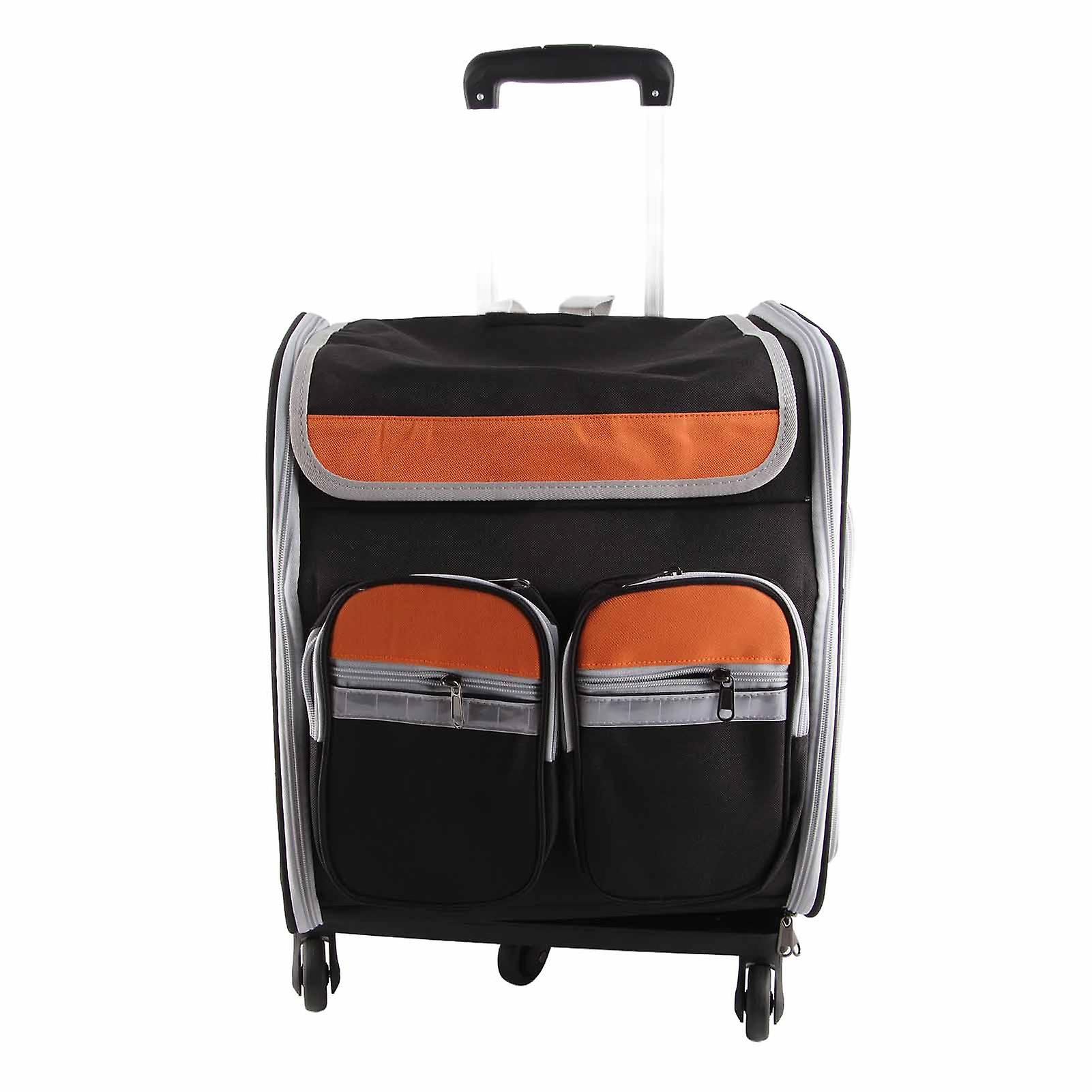 Pet Carrier Backpack, Breathable, Adjustable, Foldable, Small, for Cats and Dogs, Black, with Pull Bar