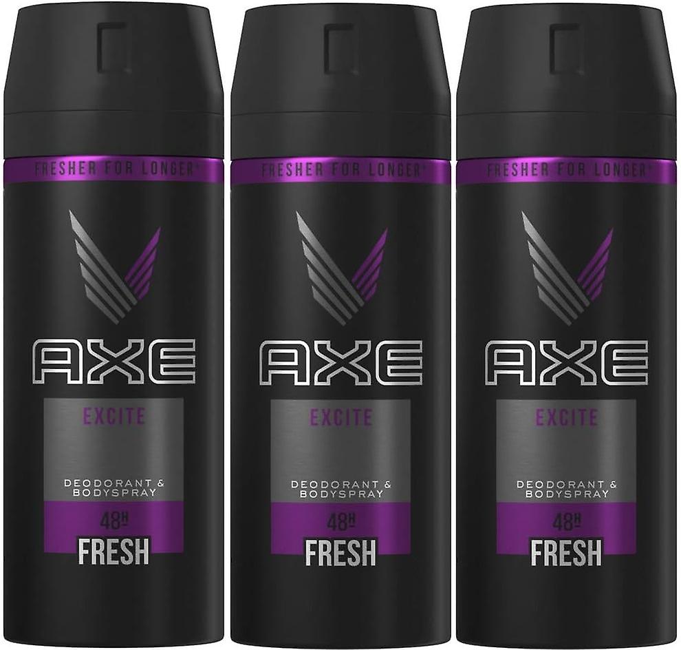 3 x Axe Deodorant Body Spray150ml - Excite
