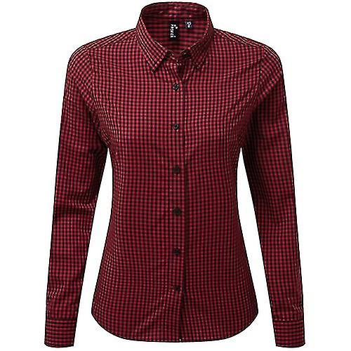Premier Womens/Ladies Maxton Gingham Long-Sleeved Shirt