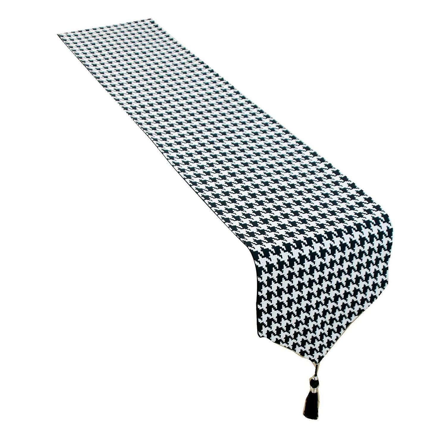 Table Runner Plaid Print Decorative with Tassel Anti-slip Table Decoration Drooping Party Tablecloth