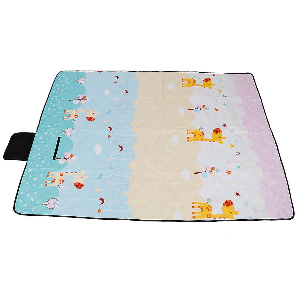 Ultrasonic Solid Cotton Process Picnic Blanket Waterproof Camping Blanket(Giraffe)