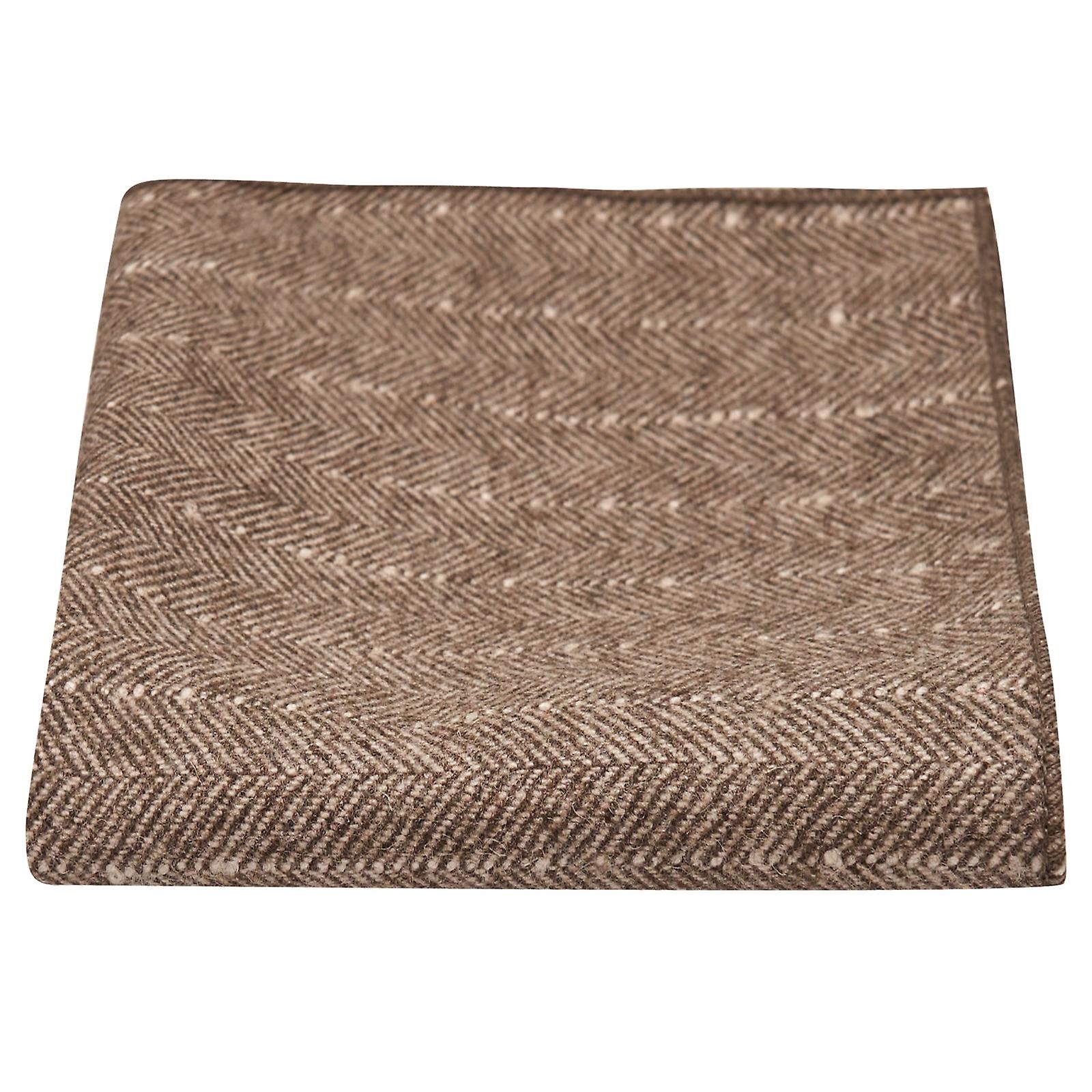Saddle Brown Herringbone with Pinstripe Pocket Square