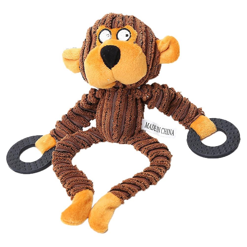 ZHOUBA Monkey Cow Bear Shape Sound Making Chew Bite Corduroy Puppy Dog Cat Squeaker Toy