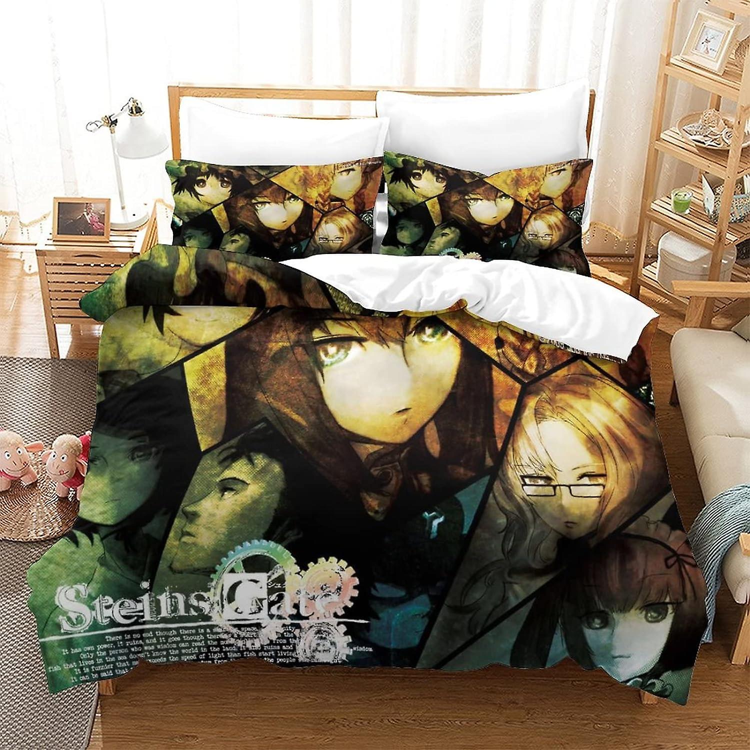 Steins; Zestaw poszewek na kołdrę Gate King Size 3D Anime Postacie Drukowane Dekoracyjne Pościel Kołdra Poszewka Zestawy Pościel Poszewka Kołdra Dzieci Dorośli Nastolatki Podwójne