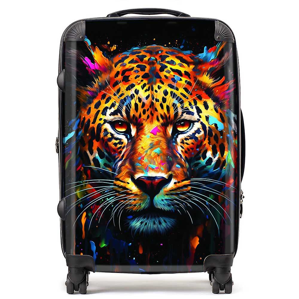 Splashart Leopard Face Suitcase