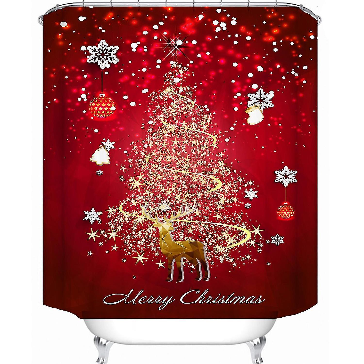 90*180cm Christmas Shower Curtain Printing Waterproof Polyester