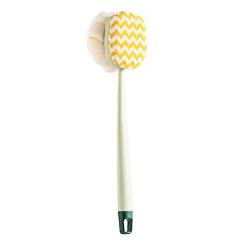 Dubbelzijdige doucheborstel met lang handvat - borstelharen en loofah, gemakkelijk op te hangen en schoon te maken voor diepe reiniging en een betere gezondheid van de huid (roze / groen)