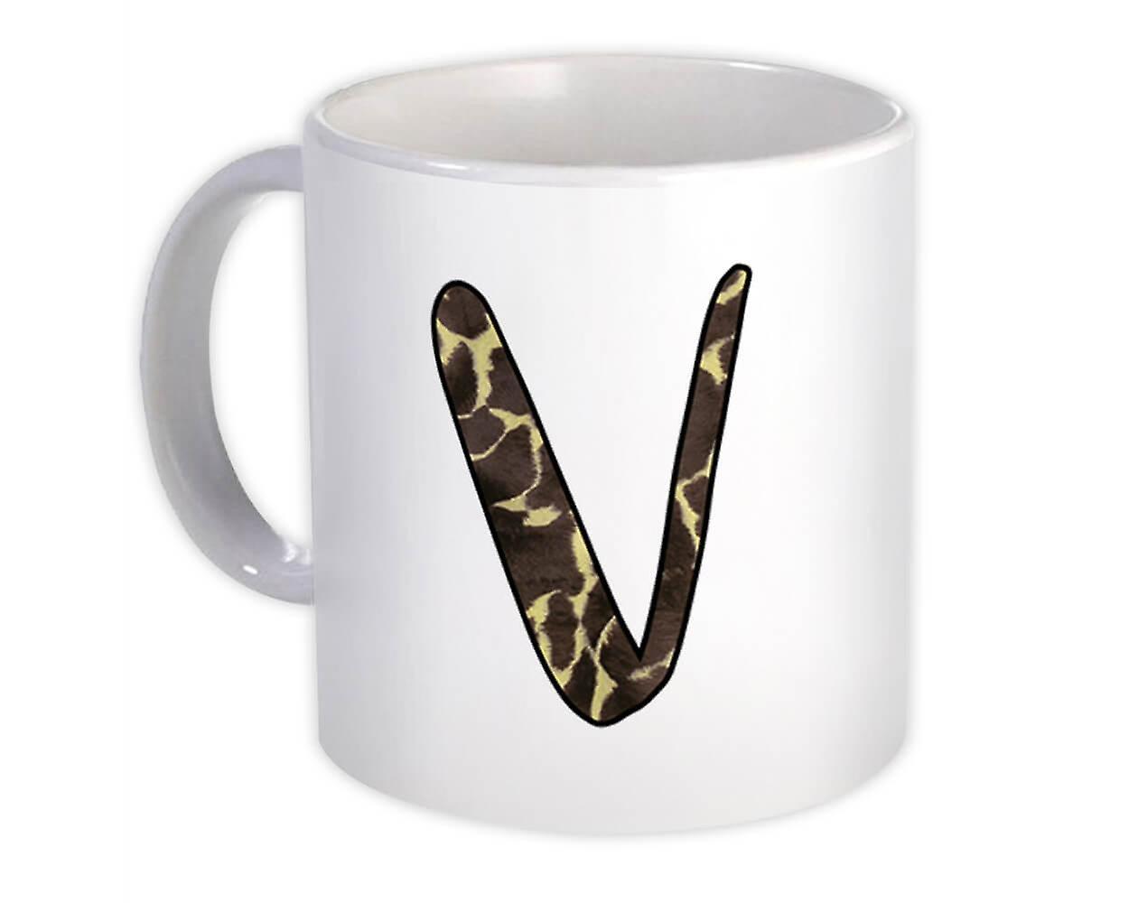 Gift Mug: Monogram Letter V Giraffe