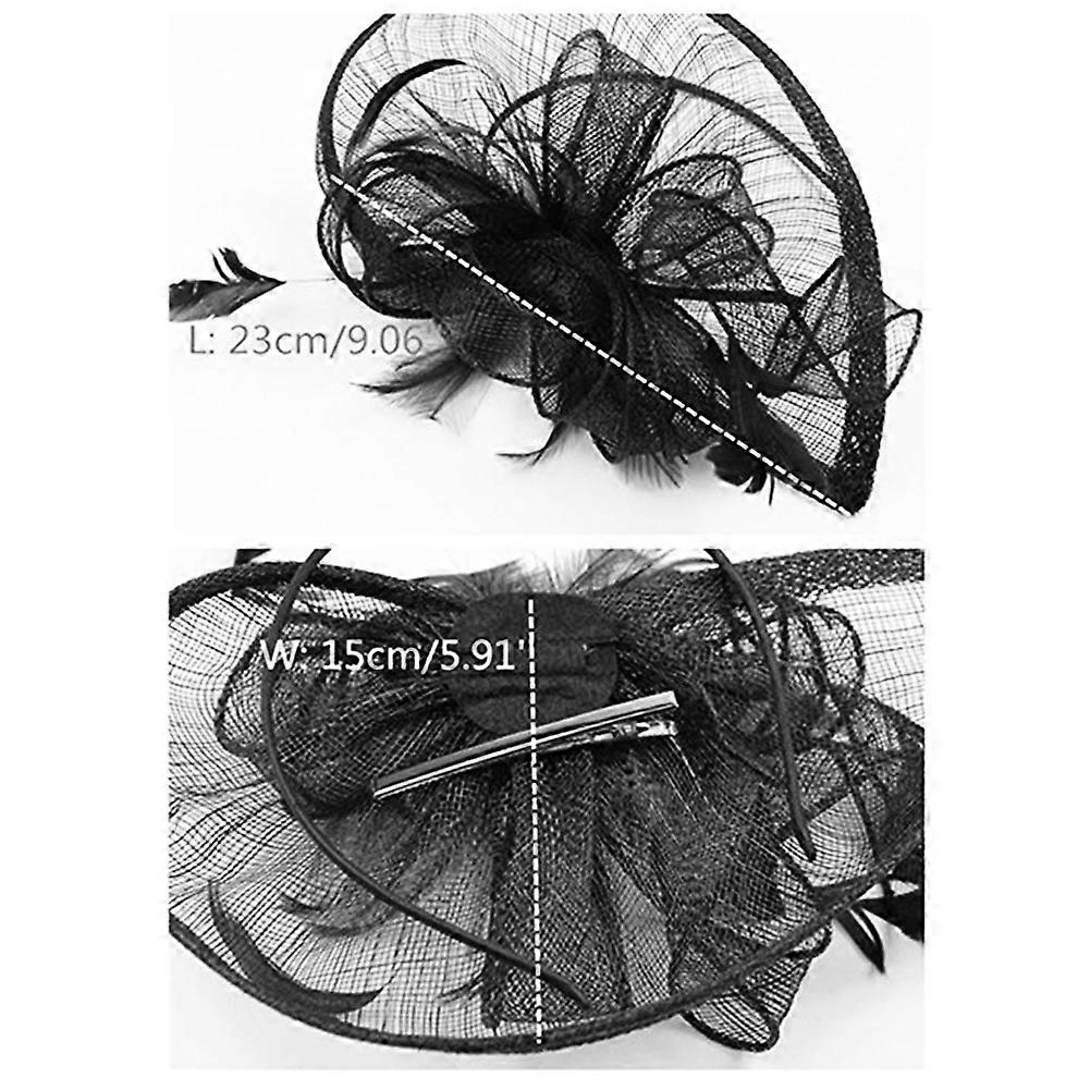 女士派对婚礼头饰鸡尾酒帽发带配件法式面纱发带复古发夹