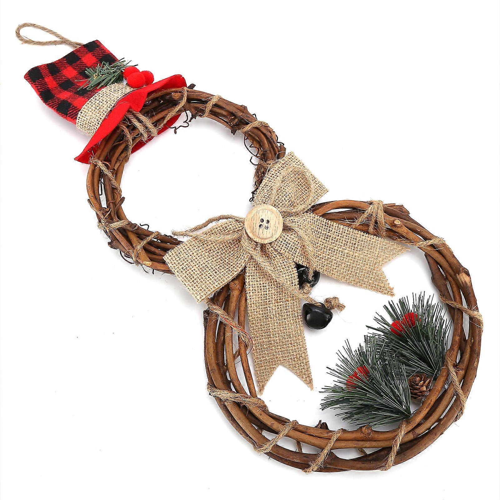 GPB LED Christmas Snowman Wreath Christmas Door Decoration with Light for Home Decorations