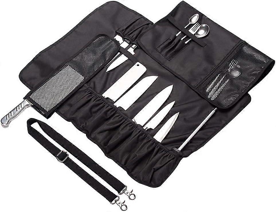 حقيبة سكين قابلة للطي مع 17 حجرة للسكاكين والملاعق والشوك حقيبة أدوات تخزين سكين مقاومة للماء DD14 للاستخدام الترفيهي والتخييم