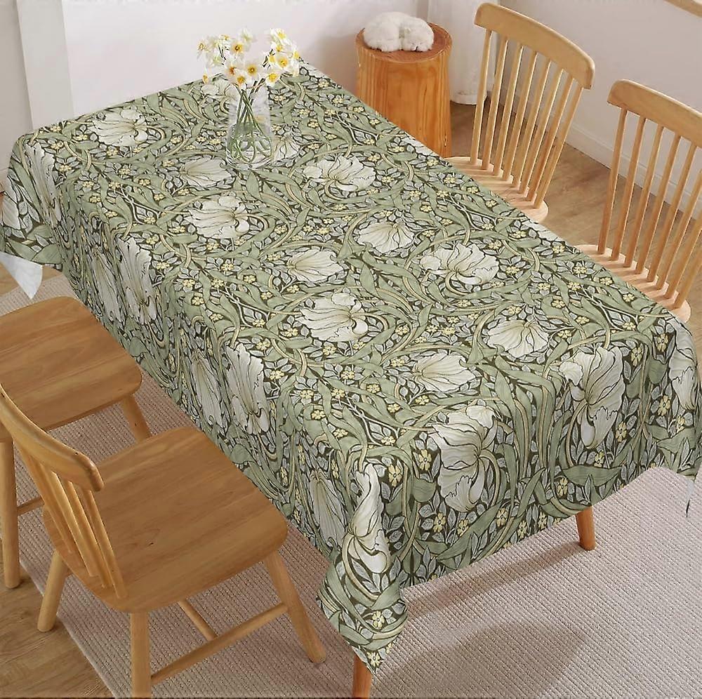 Vintage Floral Tablecloths Rectangle Spirng Boho Green Botanical Table Cloths Table Decorative Sage Green William Morris Table Cloths Table Protector 