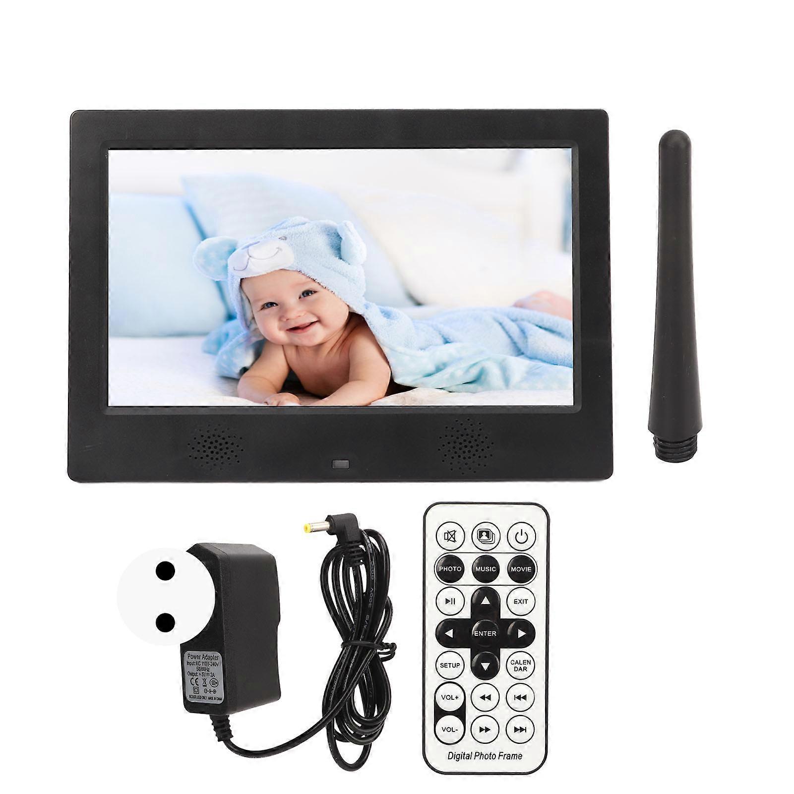 10 Inch Digital Photo Frame Hd Remote Control Video Music Electronic Picture Frame With Clock Calendar Black 100240v Eu Plug