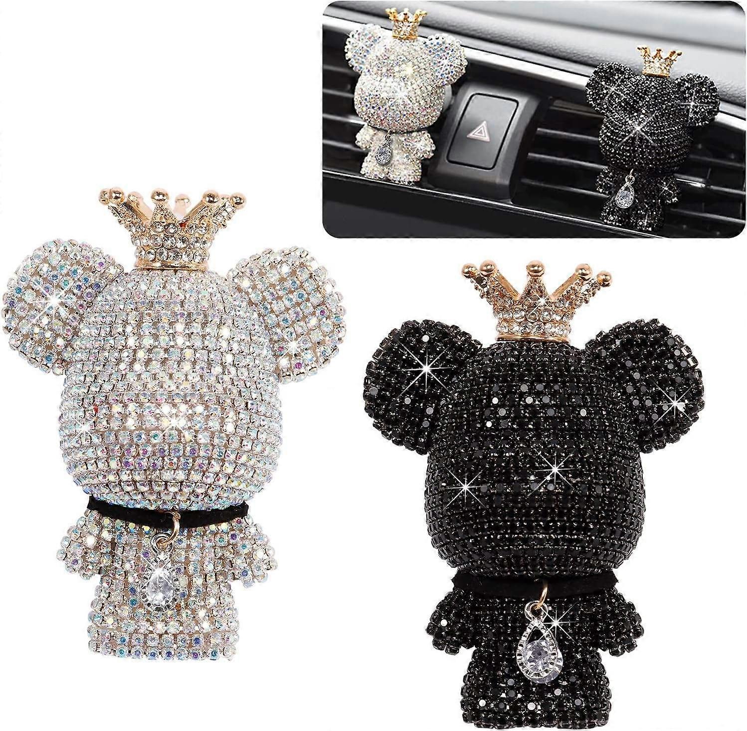 2 Pack Bear Air Freshener for Car, Bling Air Vent Perfume Clips Bling Vent Freshener Car Air Freshen