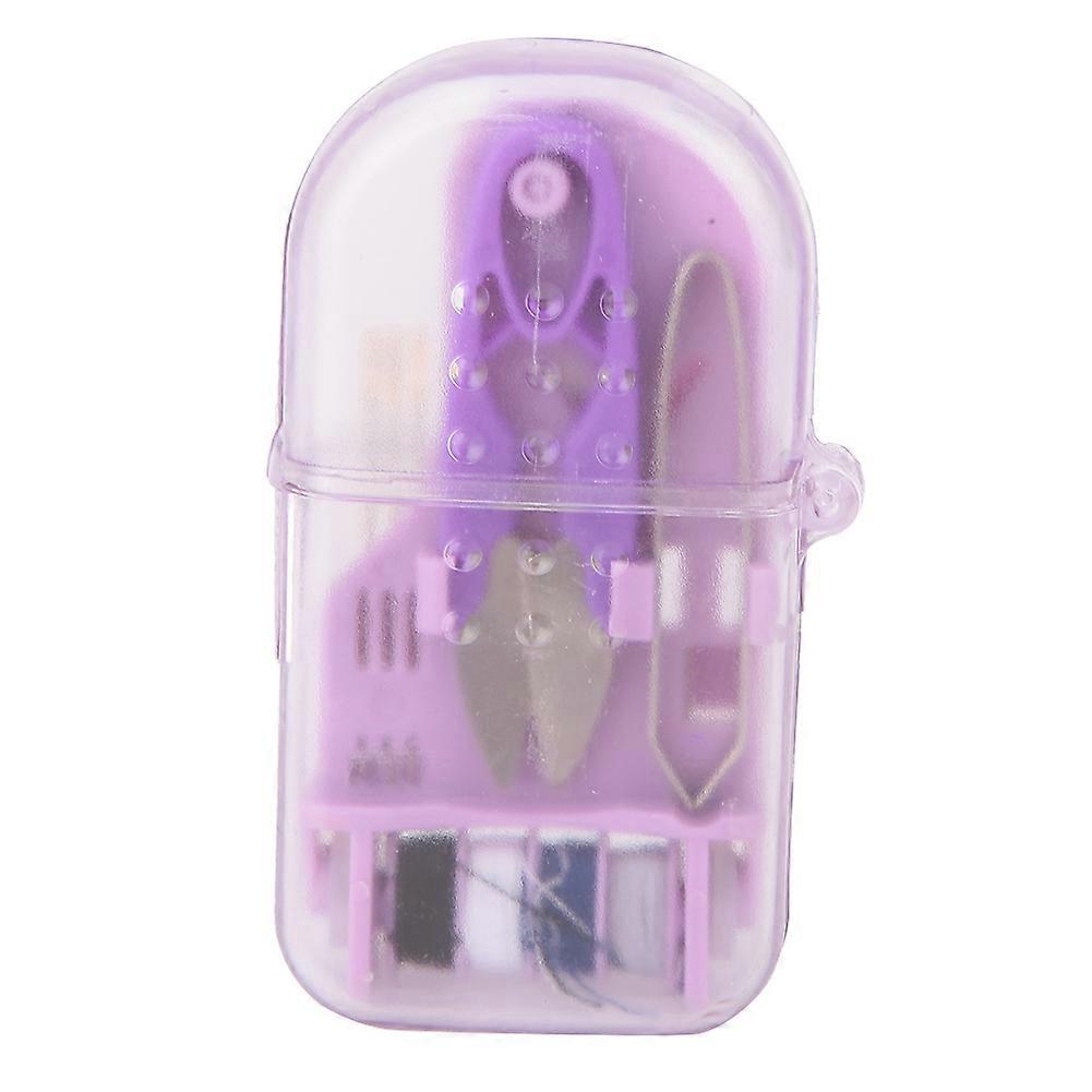 Exquisite and Portable Mini Macaron Color Plastic Sewing Tool Box Needle Scissors(Purple)