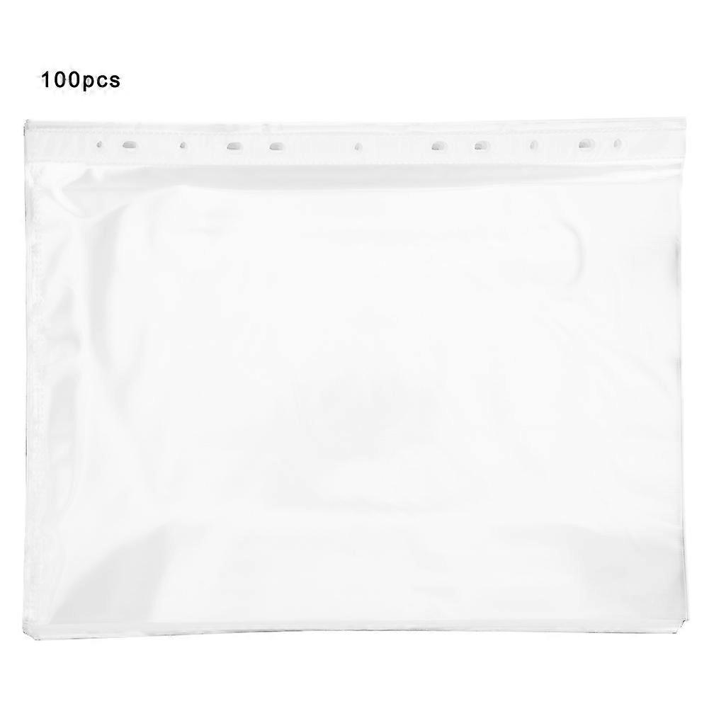 100Pcs 11 Holes File Pocket Transparent Reusable A4 Protective Loose Leaf Documents Sheet5C