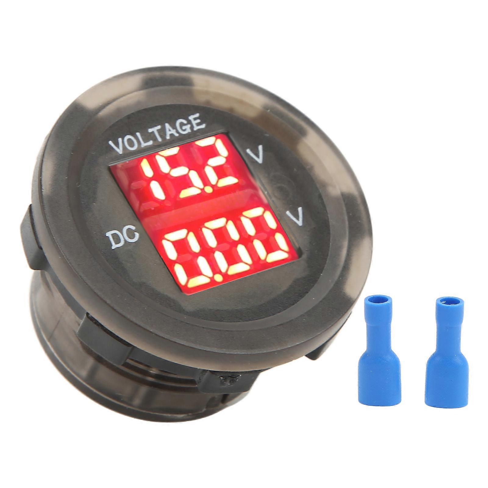 LED Car Voltmeter Digital Display 12?24V Waterproof Universal Double Voltage Gauge for Vehicles YEMAA