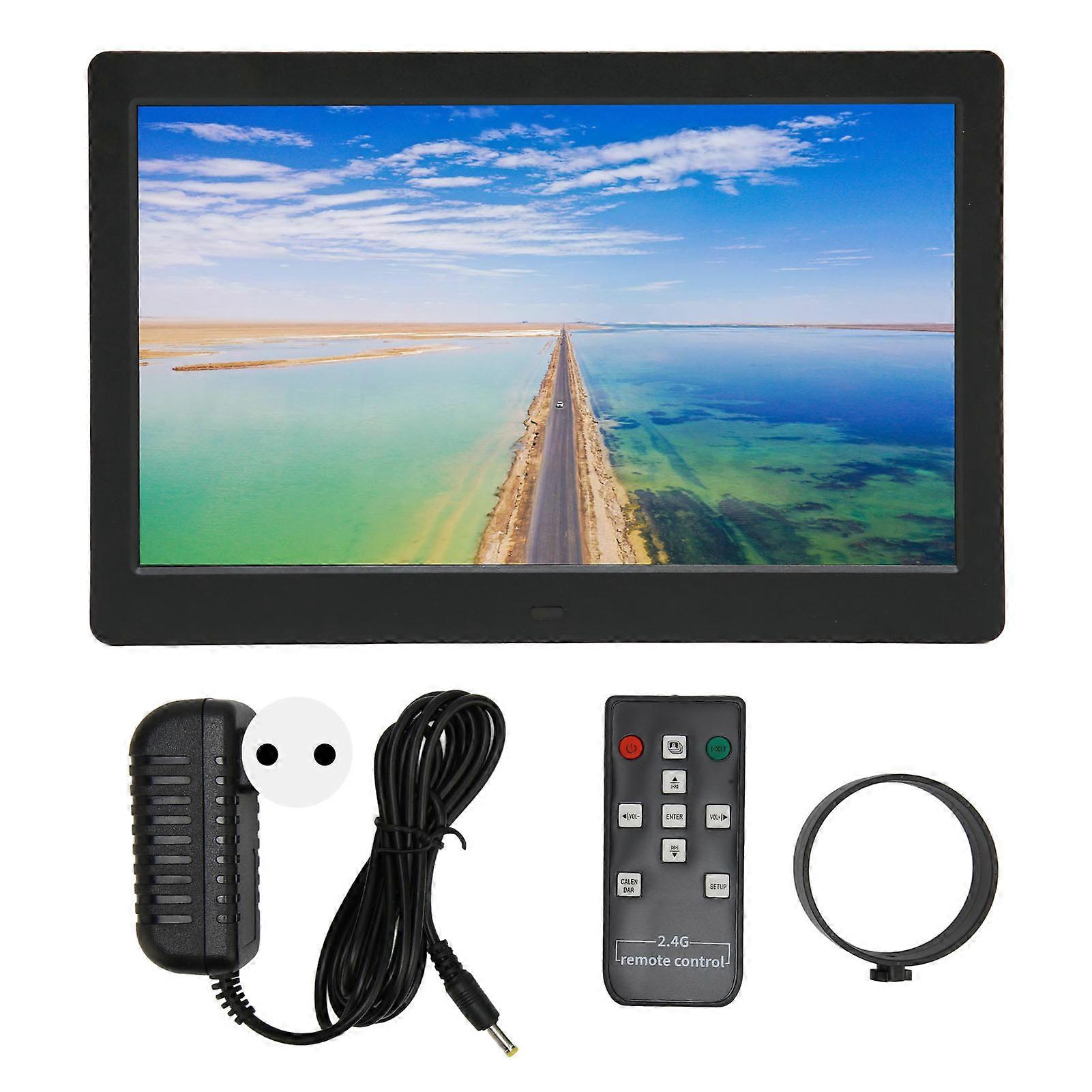 Digital Photo Frame 10 Inch Stereo Support Memory Card 2.4G Electronic Picture Frame with Remote Control Black 100?240V EU Plug