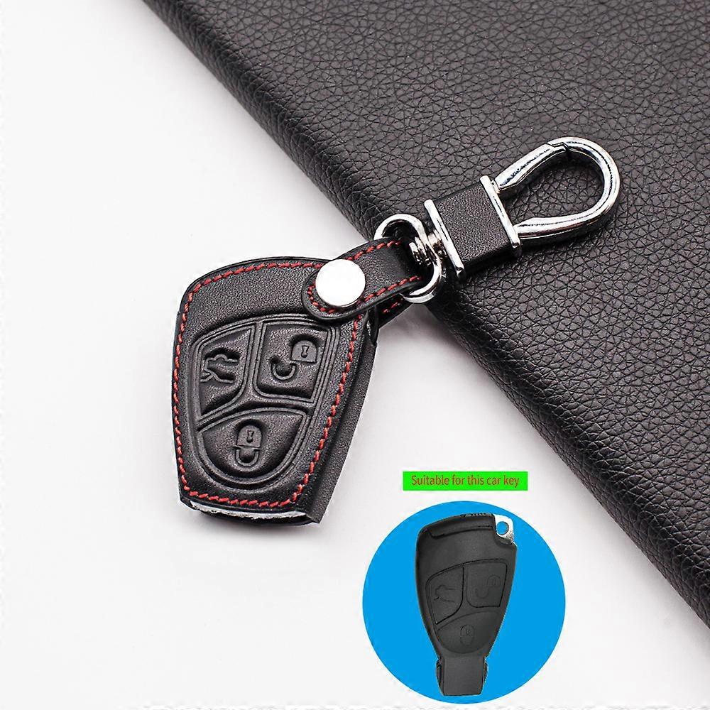 For Mercedes Benz C B E Class CLS CLK SLK CL / w203 w211 w204 Wear Resistant Leather Key Fob Cover Case 3 Button Wallet Shell JOHX