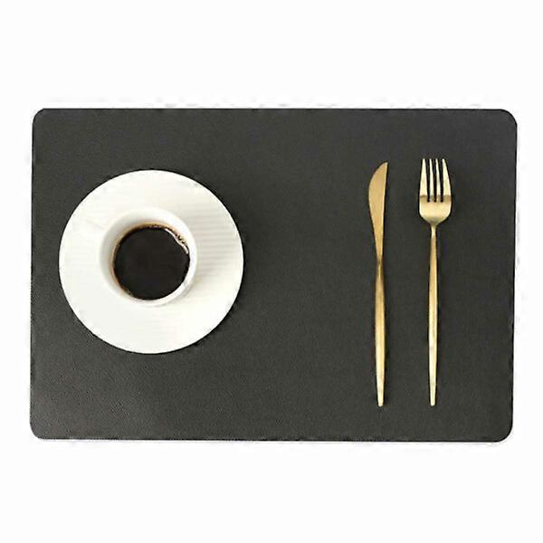 4-pack table tablet in artificial leather rectangular black 43x30cm black