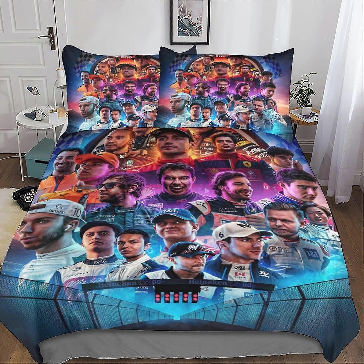 F1 Racing Housse De Couette Imprimé En 3D Ensemble De Housse De Couette F1 Pilotes Taie D’oreiller Ensemble De Literie Linge De Lit