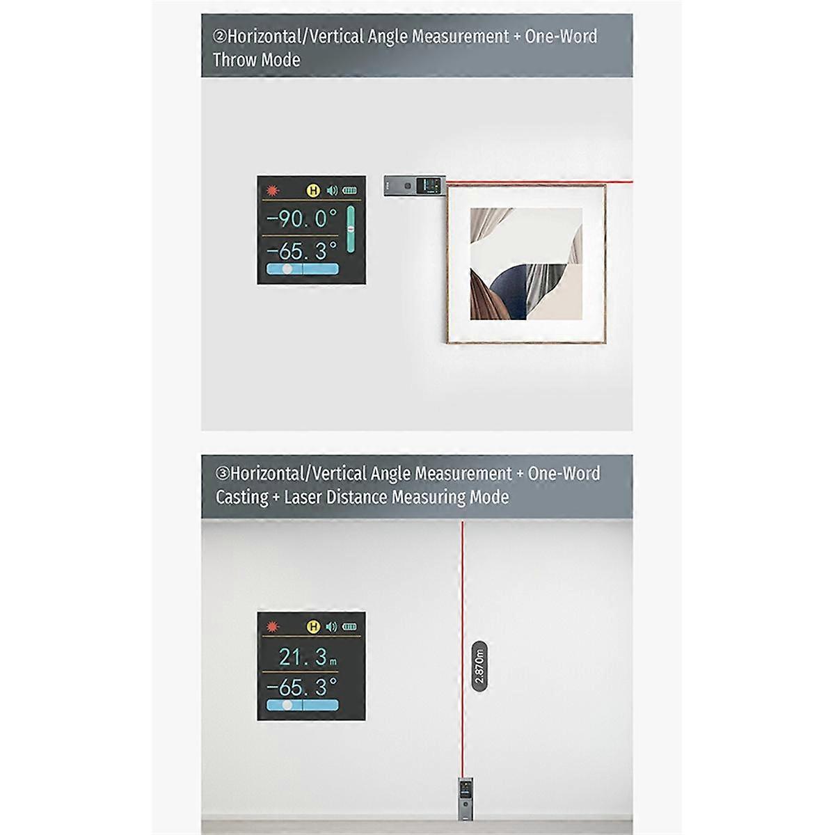 LS6 Laser Level Rangefinder OLED 480mAh Rechageable 40M Mini Distance Meter Angle Measuring Tools Two in One