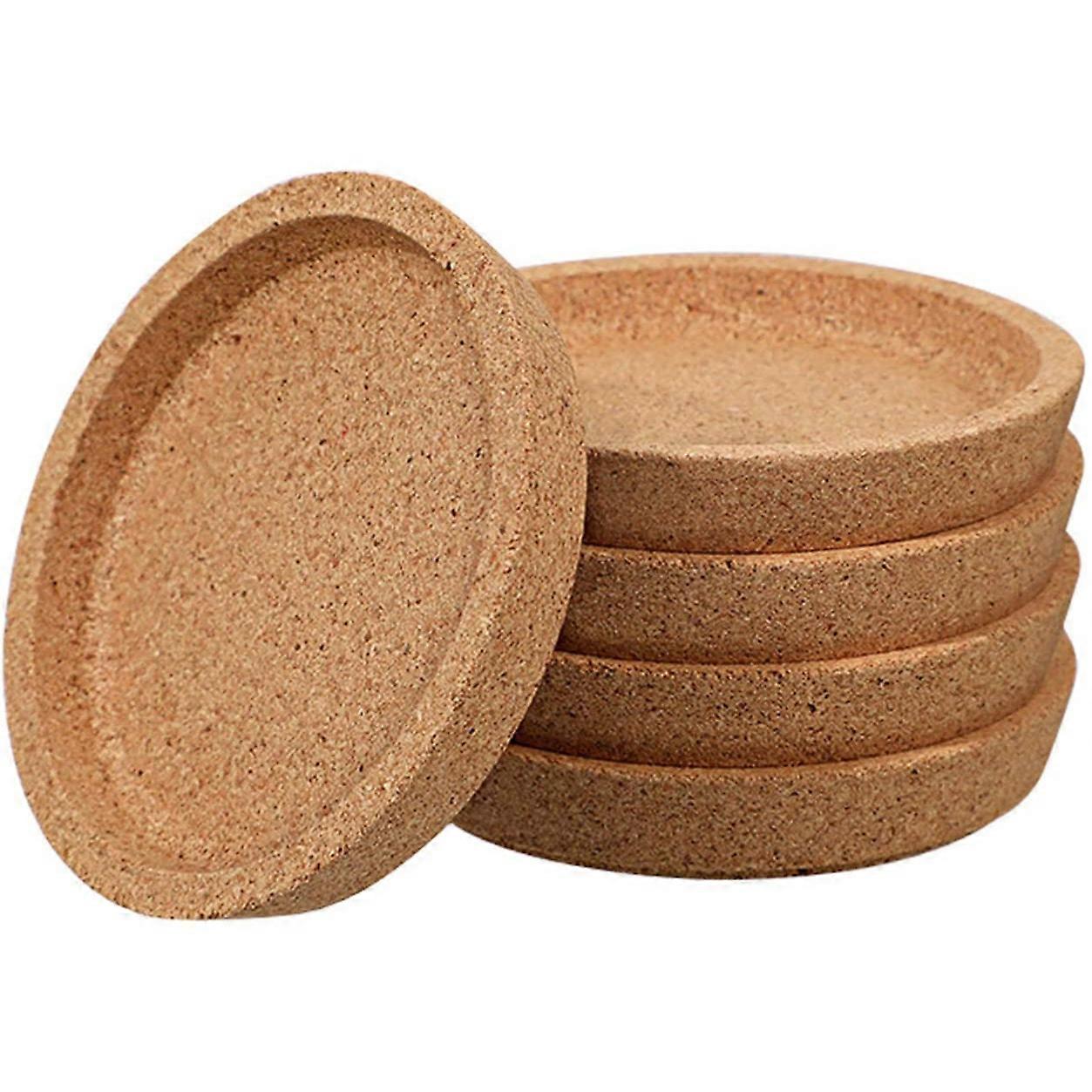 5 Pcs Cork Coaster for Beverage Coasters, Heat-Resistant Water Reusable Natural Round Coasters for
