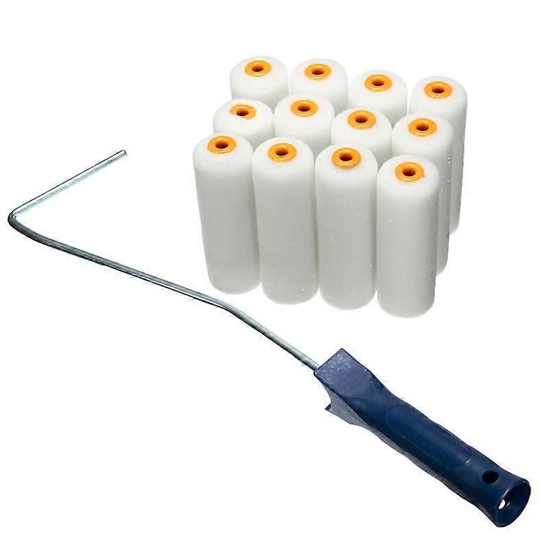 13PcsSet 100mm Craft Paint Foam Rollers Decorators Brush Smooth Tools + Handles Painting Decorating Painting Tool set