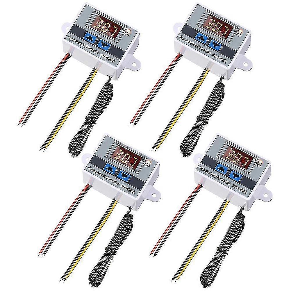 4pc Xh-w3001 Digital Temperature Controller Module Thermostat Switch Waterproof Probe Electronic Th