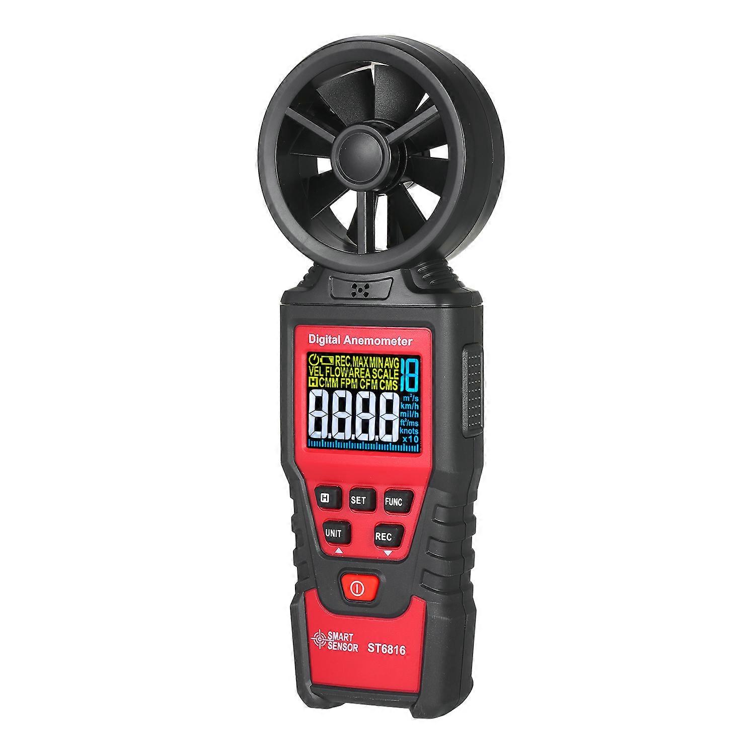 SMART SENSOR ST6816 Handheld Digital Anemometer Wind Speed Measurement Measurer Air Velocity Airflow Meter Gauge with LCD Backlight Measuring Range 0.