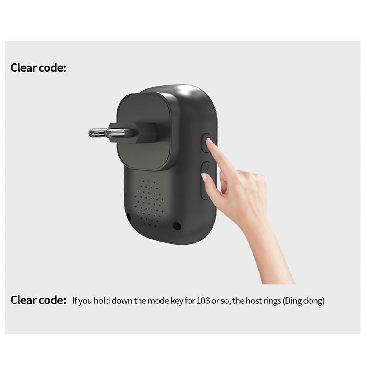 US Plug Wireless Doorbell Waterproof Smart Doorbell Home Door Bell Intelligent 4-Level Volume Contr